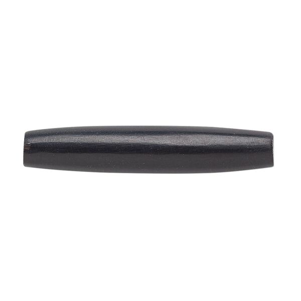 Bead, horn (dyed), black, 38x6mm-38x8mm hand-cut hairpipe, Mohs hardness 2-1/2. Sold per pkg of 24. image number 0