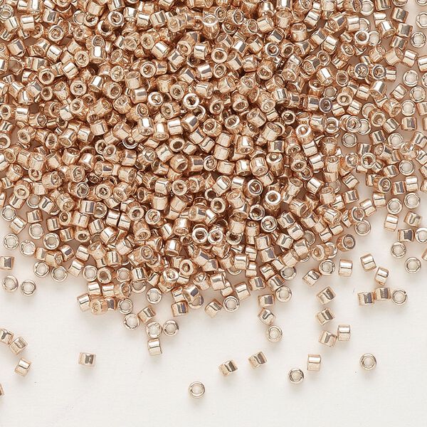 Seed bead, Delica®, glass, pkg/7.5g, #11 round, opaque galvanized apricot gold (DB-0411). image number 0