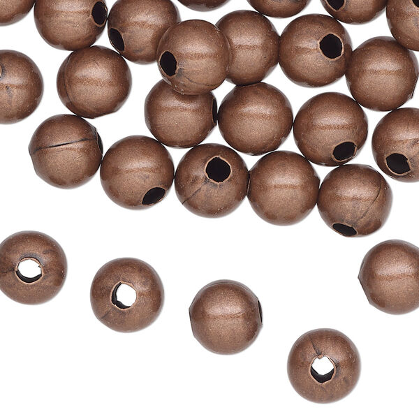 Bead, antique copper-plated steel, 8mm round. Sold per pkg of 500. image number 0
