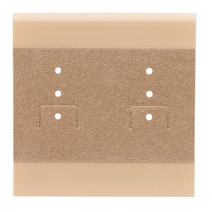Earring card, plastic and velour, camel, 2x2-inch square. Sold per pkg of 25.