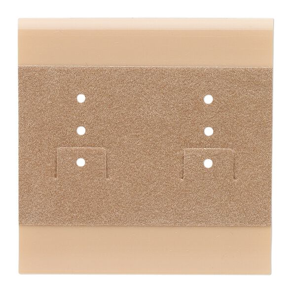 Earring card, plastic and velour, camel, 2x2-inch square. Sold per pkg of 25. image number 0