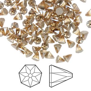 Flat back 6pk crystal golden shadow foil back, Crystal Passions® 4mm round spike 2019