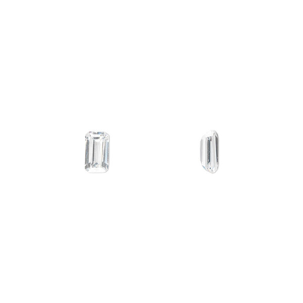 Gem, cubic zirconia, spinel white, 5x3mm faceted emerald-cut, Mohs hardness 8-1/2. Sold per pkg of 5. image number 0