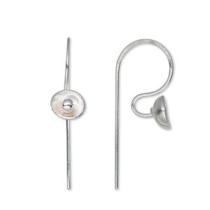 Ear wire fishhook 1pkg2 Hill Tribes silver-plated, 19mm / flower / open loop, 20 gauge brass 1 pair