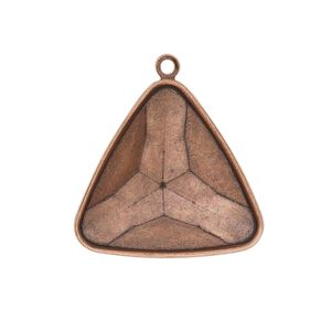 Drop, Almost Instant Jewelry®, antique copper-plated brass, 27mm faceted triangle with 23mm triangle setting. Sold per pkg of 2.