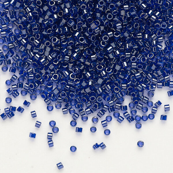 Seed bead, Delica®, glass, pkg/7.5g, #11 round, translucent cobalt-lined luster blue (DB-0277). image number 0