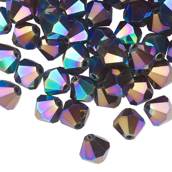 Bead 72pk crystal peacock shadow, Celestial Crystal® 8mm bicone image number 0