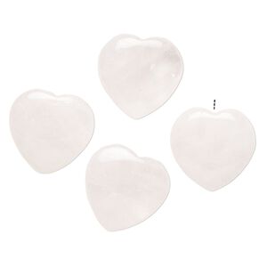 Rose quartz 1pkg4, half-drilled puffed heart drop 19-21mm