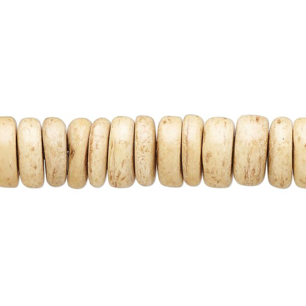 Bead, coconut shell (waxed), 10x2mm-10x4mm hand-cut rondelle. Sold per pkg of (2) 16-inch strands. image number 0