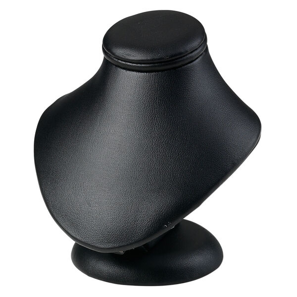 Display, necklace, leatherette, black, 3-3/4 x 3-1/2 x 3-1/4 inches. Sold individually. image number 0