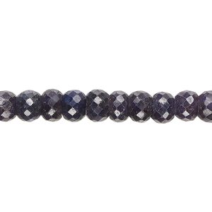 Blue sapphire 1pkg1, hand-cut faceted rondelle bead 14 inch 6x4mm-8x6mm