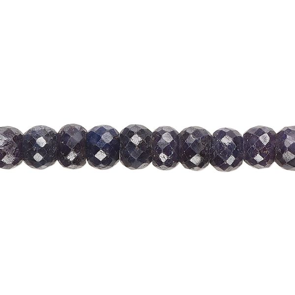 Blue sapphire 1pkg1, hand-cut faceted rondelle bead 14 inch 6x4mm-8x6mm image number 0