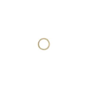 Jump ring, gold-plated brass, 6mm soldered round, 4.5mm inside diameter, 20 gauge. Sold per pkg of 100.