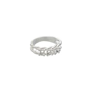 Ring, Sure-Set™, sterling silver, braided band with (3) 3.5mm 4-prong round settings, size 6. Sold individually.