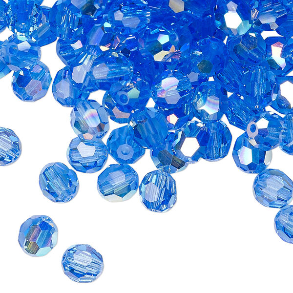 Bead 144pk sapphire AB, Preciosa Czech crystal 6mm round image number 0
