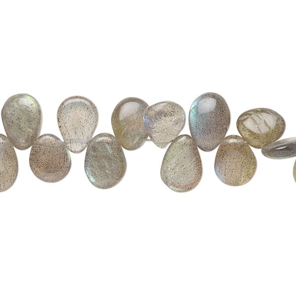 Labradorite 1pkg1, hand-cut top-drilled puffed teardrop bead natural 8 inch 8x5mm-9x6mm image number 0