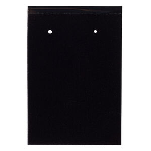 Earring card, flocked plastic, opaque black, 3x2-inch rectangle. Sold per pkg of 25.
