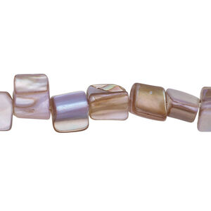 Mother-of-pearl shell 1pkg1, triangle tube bead 14 inch thistle and tan 7x6mm-11x8mm