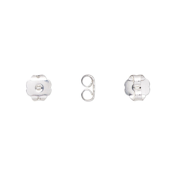 Earnut, silver-plated brass, 6x6mm scalloped. Sold per pkg of 50 pairs. image number 0