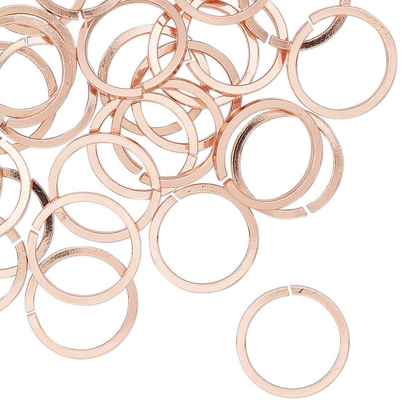 Jump ring, copper, 12mm hand-cut round square wire, 9.8mm inside diameter, 18 gauge. Sold per pkg of 50. image number 0