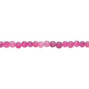Quartz crystal 1pkg1, hand-cut round bead, 13 inch pink 3-4mm