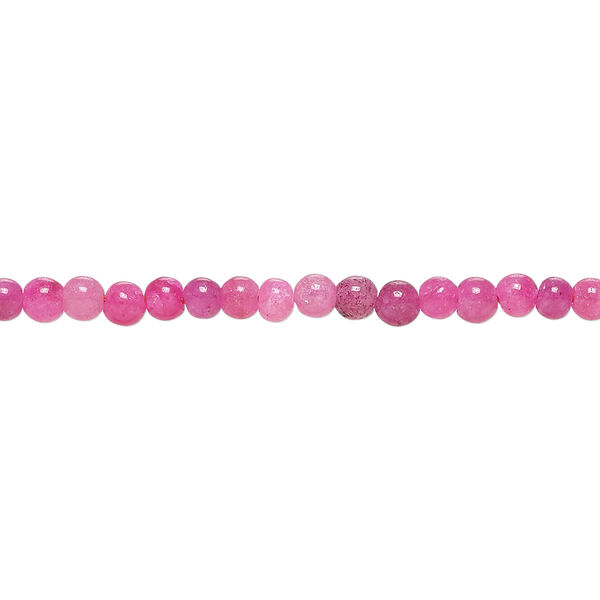 Quartz crystal 1pkg1, hand-cut round bead, 13 inch pink 3-4mm image number 0