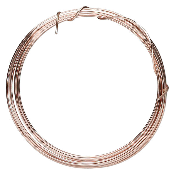 Wire, ParaWire™, rose gold-finished copper, square, 21 gauge. Sold per 4-yard section. image number 0