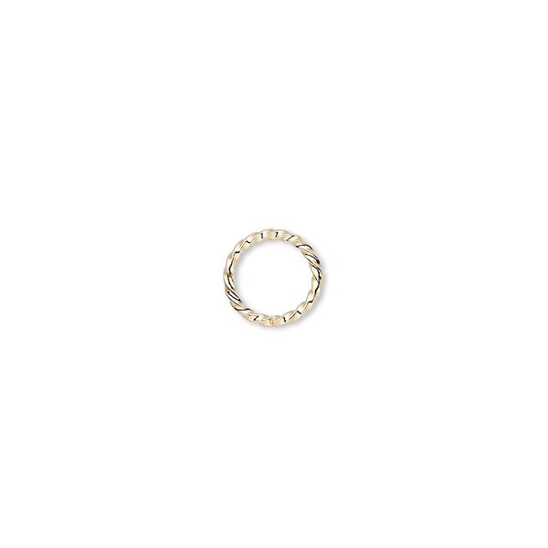 Jump ring, gold-plated brass, 8mm twisted round, 6.3mm inside diameter, 18 gauge. Sold per pkg of 100. image number 0