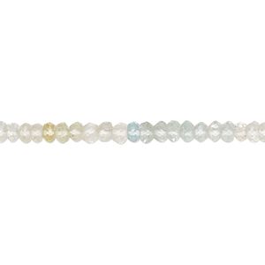 Goshenite / aquamarine / golden beryl 1pkg1, hand-cut faceted saucer bead 13 inch 3x2mm-4x3mm