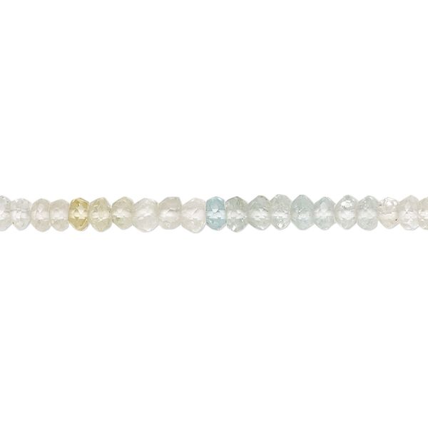 Goshenite / aquamarine / golden beryl 1pkg1, hand-cut faceted saucer bead 13 inch 3x2mm-4x3mm image number 0