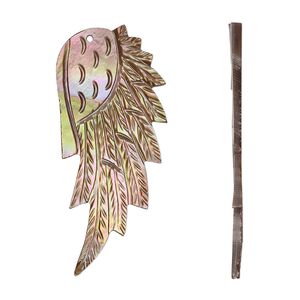 Focal, penguin wing oyster shell (natural), 51x23mm-59x31mm single-sided hand-cut carved wing, Mohs hardness 3-1/2. Sold individually.