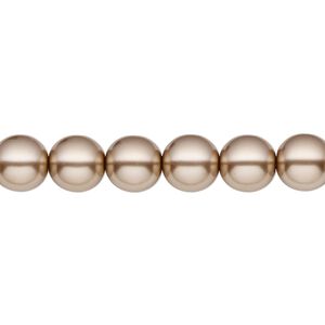 Bead, Czech pearl-coated glass druk, opaque light brown, 8mm round. Sold per 15-1/2" to 16" strand.