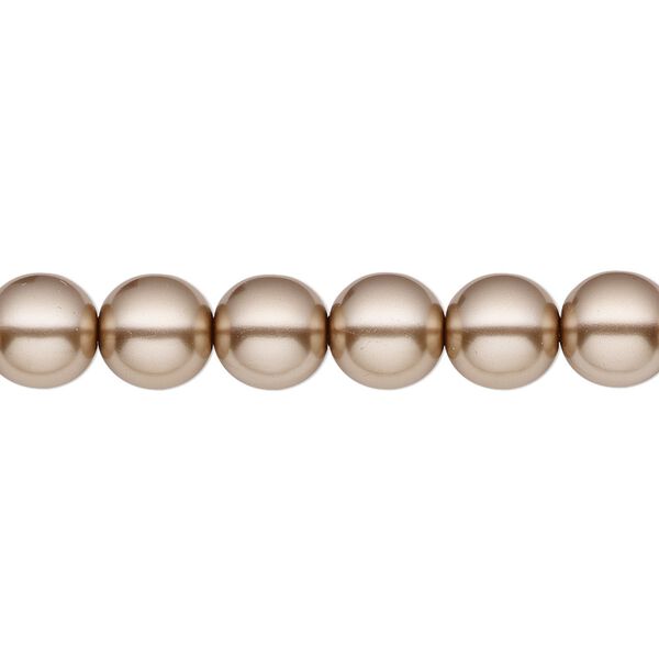 Bead, Czech pearl-coated glass druk, opaque light brown, 8mm round. Sold per 15-1/2" to 16" strand. image number 0