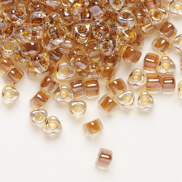 Seed bead, Miyuki 1pkg10g, glass, #5 triangle, transparent amber yellow inside dyed color clear (TR-1108) image number 0