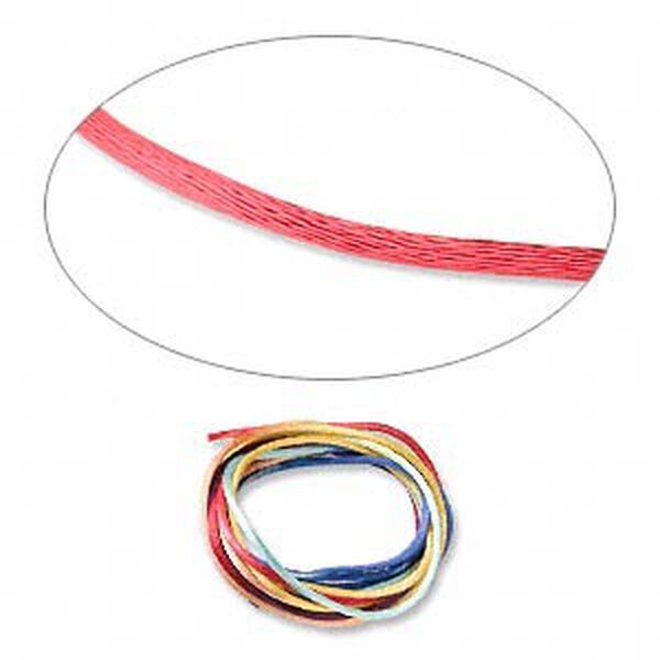 Cord, Satinique™, satin, rainbow, 2mm regular. Sold per pkg of 10 feet. image number 0