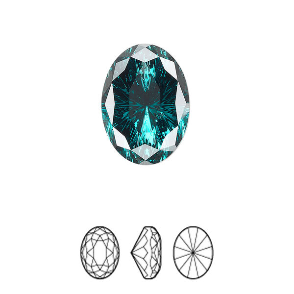 Fancy stone 1pk emerald foil back, Crystal Passions® 18x13mm magical oval 4160 image number 0