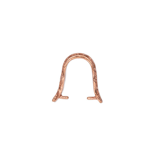 Bail, ice-pick, red bronze, 15x8mm fancy shield with leafy vine design, 12mm grip length. Sold individually. image number 1