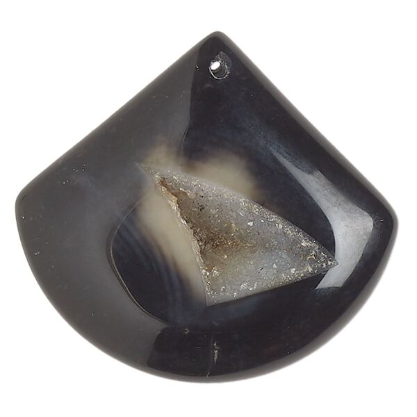 Druzy black agate 1pkg1, puffed teardrop focal 49x44mm-54x50mm image number 0