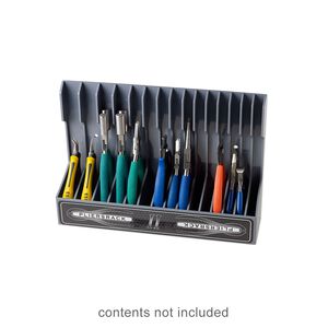 Plier rack, Plyworx PliersRack II, ABS plastic, grey, 12-3/4 x 9 x 3-1/4 inches with 15 slots. Sold individually.
