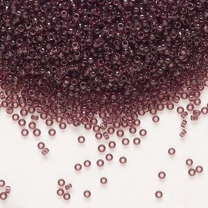 Seed bead, Miyuki, glass, pkg/35g, #15 rocaille, transparent dark smoky amethyst (RR-153).