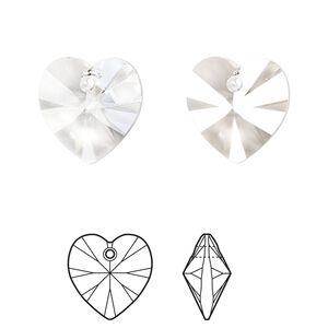 Drop 24pk crystal, Crystal Passions® 14mm pendant heart 6228