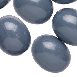 Bead, vintage German acrylic, opaque grey, 24x19mm oval with 2mm hole. Sold per pkg of 12.