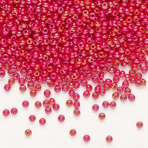 Seed bead, Preciosa Ornela Czech glass, pkg/500g, #11 rocaille, opaque rainbow red, (94190).