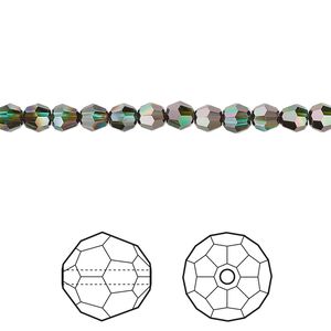 Bead 12pk blue zircon red magma, Crystal Passions® 4mm round 5000