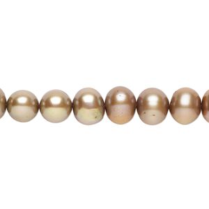 Freshwater pearl 1pkg1, semi-round, 15 inch taupe 6-8mm cultured