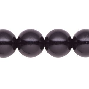 Pearl 1pk black, Celestial Crystal® 14mm round 15.5-16 inch