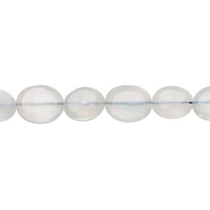 Blue chalcedony 1pkg1, hand-cut faceted puffed oval bead 8 inch 8x7mm-10x8mm
