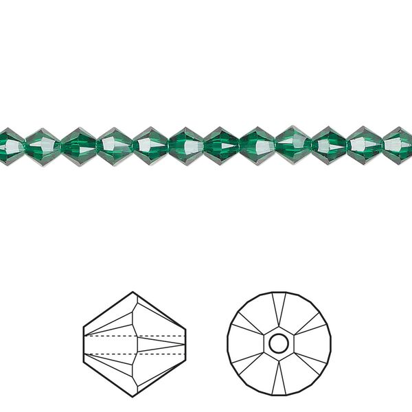 Bead 48pk majestic green, Crystal Passions® 4mm bicone 5328 image number 0
