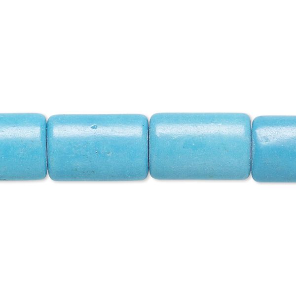 Bead, magnesite (dyed / stabilized), blue,15x10mm puffed rectangle, B- grade, Mohs hardness 3-1/2 to 4. Sold per 15-inch strand. image number 0