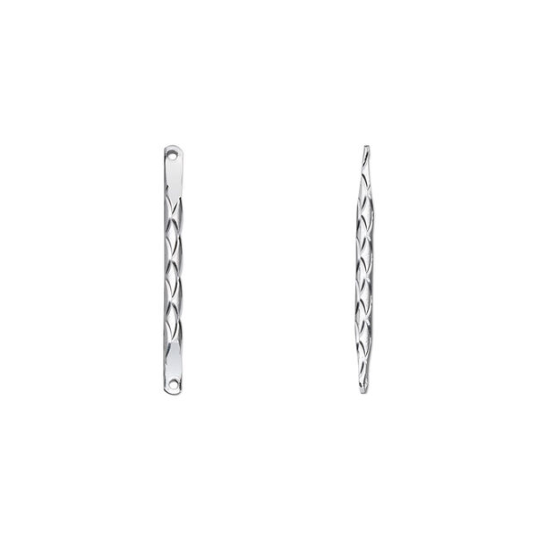 Link, silver-plated brass, 20x2mm etched bar. Sold per pkg of 50. image number 0